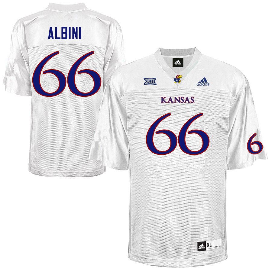 Men #66 Geno Albini Kansas Jayhawks College Football Jerseys Sale-White - Click Image to Close
